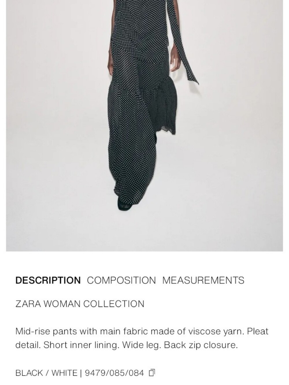 Zara Zw Collection Polka Dot Wide-Leg Semi-sheer Tiered High Waist Pants Sz-M - Picture 15 of 15